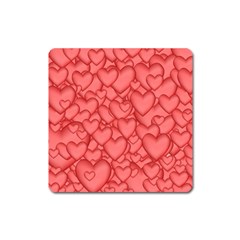 Background Hearts Love Square Magnet by Nexatart