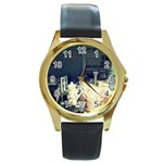 Abandonded Dollhouse Round Gold Metal Watch