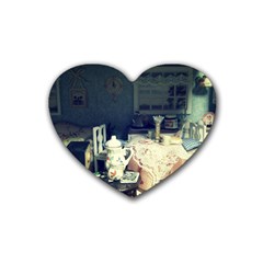 Abandonded Dollhouse Heart Coaster (4 Pack)  by snowwhitegirl