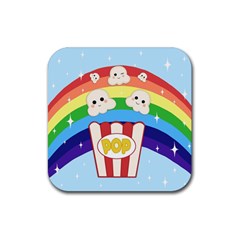 Cute Kawaii Popcorn Rubber Coaster (square)  by Valentinaart