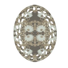 Vintage Daisy Floral Pattern Ornament (oval Filigree) by dflcprints