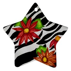 Floral Zebra Print Ornament (star) by dawnsiegler