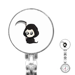 Cute Grim Reaper Stainless Steel Nurses Watch by Valentinaart