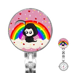 Cute Grim Reaper Stainless Steel Nurses Watch by Valentinaart