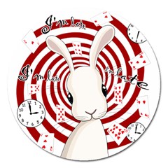 White Rabbit In Wonderland Magnet 5  (round) by Valentinaart