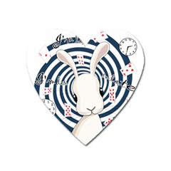White Rabbit In Wonderland Heart Magnet by Valentinaart