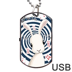 White Rabbit In Wonderland Dog Tag Usb Flash (one Side) by Valentinaart