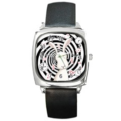 White Rabbit In Wonderland Square Metal Watch by Valentinaart