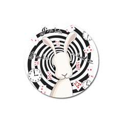 White Rabbit In Wonderland Magnet 3  (round) by Valentinaart