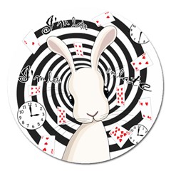 White Rabbit In Wonderland Magnet 5  (round) by Valentinaart