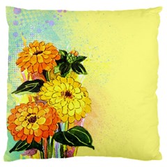 Background Flowers Yellow Bright Large Flano Cushion Case (one Side)