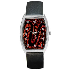 Background Abstract Red Black Barrel Style Metal Watch