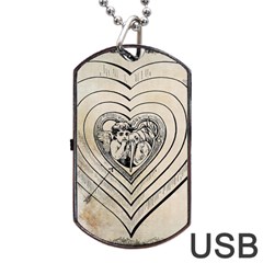 Heart Drawing Angel Vintage Dog Tag Usb Flash (two Sides)