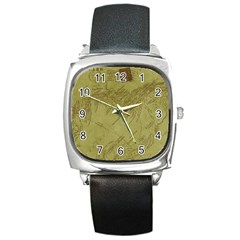 Vintage Map Background Paper Square Metal Watch