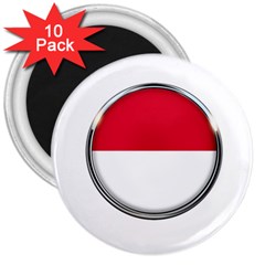 Monaco Or Indonesia Country Nation Nationality 3  Magnets (10 Pack) 