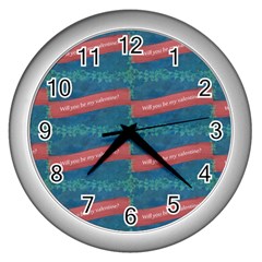 Valentine Day Pattern Wall Clocks (silver)  by dflcprints