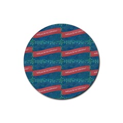 Valentine Day Pattern Rubber Coaster (round)  by dflcprints
