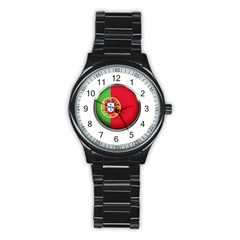 Portugal Flag Country Nation Stainless Steel Round Watch