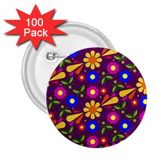 Flower Pattern Illustration Background 2 25  Buttons (100 Pack) 