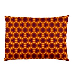 Black And Orange Diamond Pattern Pillow Case by Fractalsandkaleidoscopes