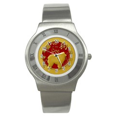 Year Of The Dog - Chinese New Year Stainless Steel Watch by Valentinaart