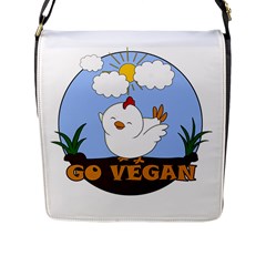 Go Vegan - Cute Chick  Flap Messenger Bag (l)  by Valentinaart