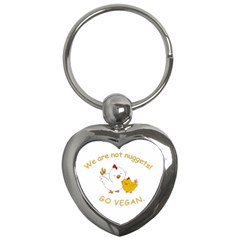 Go Vegan - Cute Chick  Key Chains (heart)  by Valentinaart