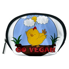 Go Vegan - Cute Chick  Accessory Pouches (medium)  by Valentinaart