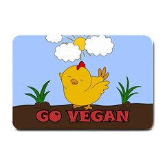 Go Vegan - Cute Chick  Small Doormat  by Valentinaart