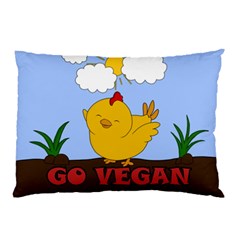 Go Vegan - Cute Chick  Pillow Case by Valentinaart