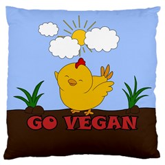 Go Vegan - Cute Chick  Large Cushion Case (one Side) by Valentinaart