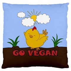 Go Vegan - Cute Chick  Large Flano Cushion Case (one Side) by Valentinaart