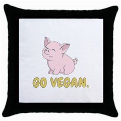 Go Vegan - Cute Pig Throw Pillow Case (black) by Valentinaart