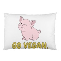 Go Vegan - Cute Pig Pillow Case (two Sides) by Valentinaart