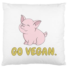 Go Vegan - Cute Pig Large Cushion Case (one Side) by Valentinaart