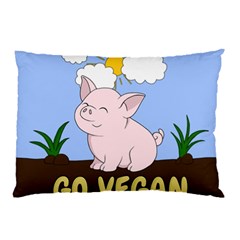 Go Vegan - Cute Pig Pillow Case by Valentinaart