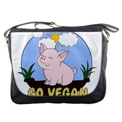Go Vegan - Cute Pig Messenger Bags by Valentinaart