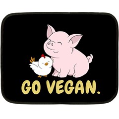 Go Vegan - Cute Pig And Chicken Double Sided Fleece Blanket (mini)  by Valentinaart