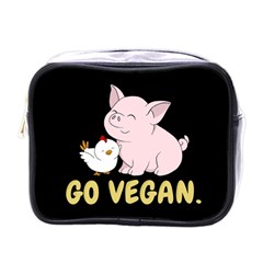 Go Vegan - Cute Pig And Chicken Mini Toiletries Bags by Valentinaart