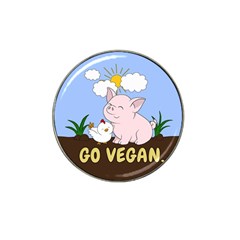 Go Vegan - Cute Pig And Chicken Hat Clip Ball Marker (10 Pack) by Valentinaart