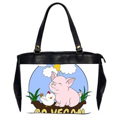 Go Vegan - Cute Pig And Chicken Office Handbags (2 Sides)  by Valentinaart