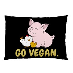 Go Vegan - Cute Pig And Chicken Pillow Case by Valentinaart