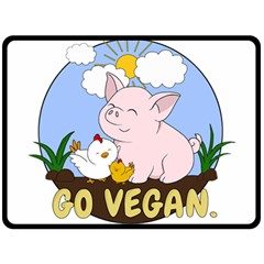 Go Vegan - Cute Pig And Chicken Fleece Blanket (large)  by Valentinaart