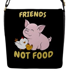Friends Not Food - Cute Pig And Chicken Flap Messenger Bag (s) by Valentinaart