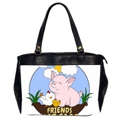 Friends Not Food - Cute Pig And Chicken Office Handbags (2 Sides)  by Valentinaart