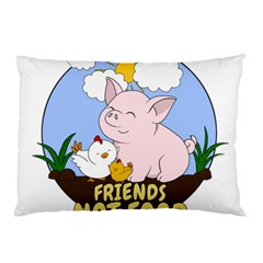 Friends Not Food - Cute Pig And Chicken Pillow Case (two Sides) by Valentinaart