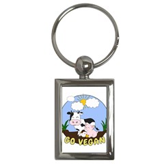 Friends Not Food - Cute Pig And Chicken Key Chains (rectangle)  by Valentinaart