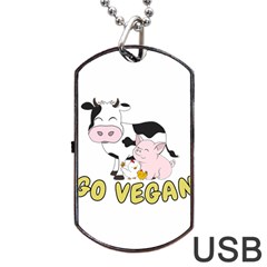 Friends Not Food - Cute Pig And Chicken Dog Tag Usb Flash (one Side) by Valentinaart