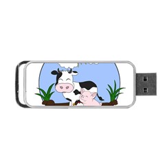 Friends Not Food - Cute Cow, Pig And Chicken Portable Usb Flash (two Sides) by Valentinaart