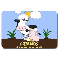 Friends Not Food - Cute Cow, Pig And Chicken Large Doormat  by Valentinaart